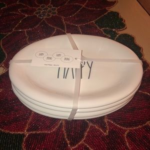 Rae Dunn HAPPY SPRING Oval Plates Set of 4